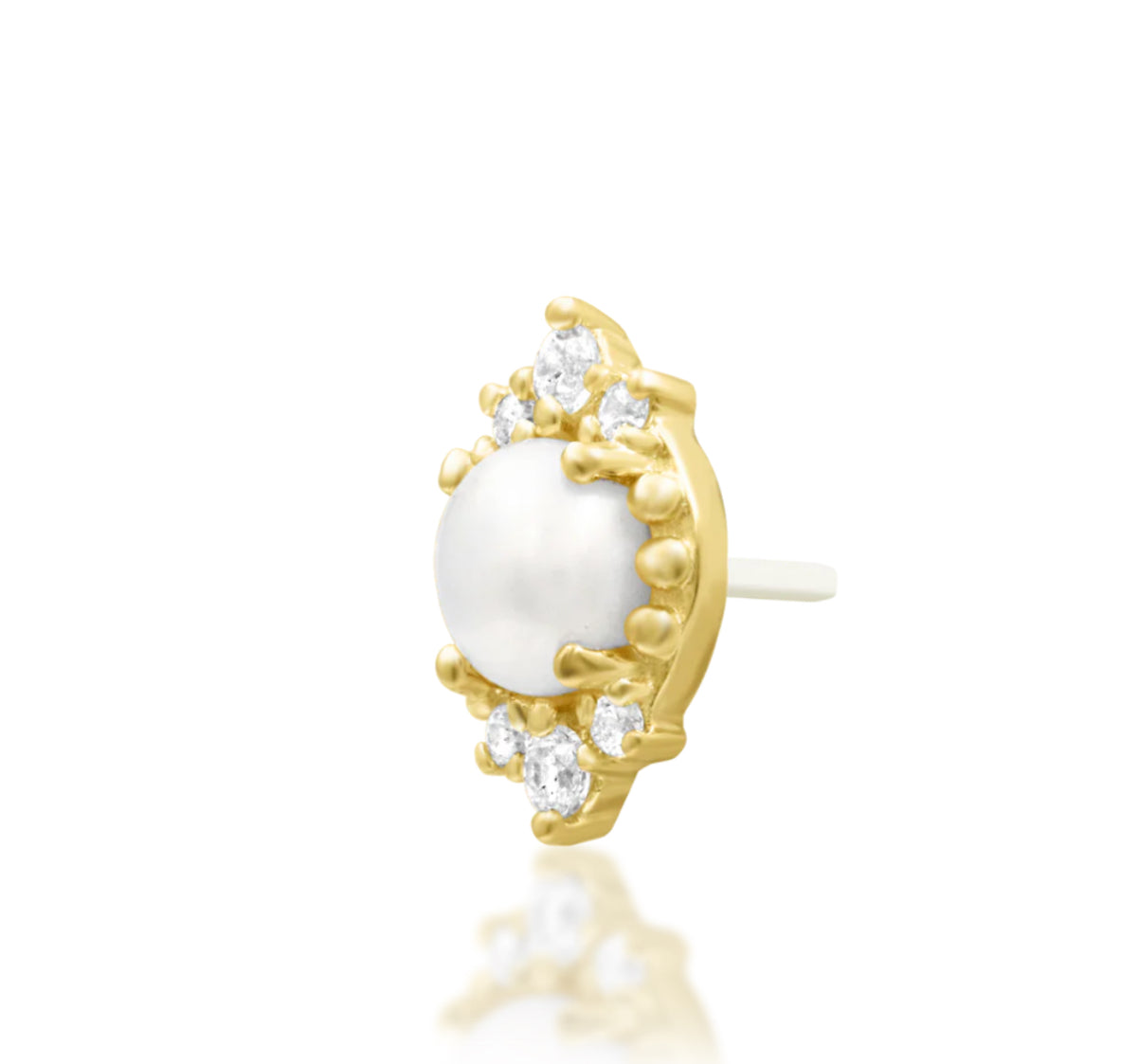 Junipurr Jewellery Margaret 14kt Gold Pearl CZ Conch Threadless Earring