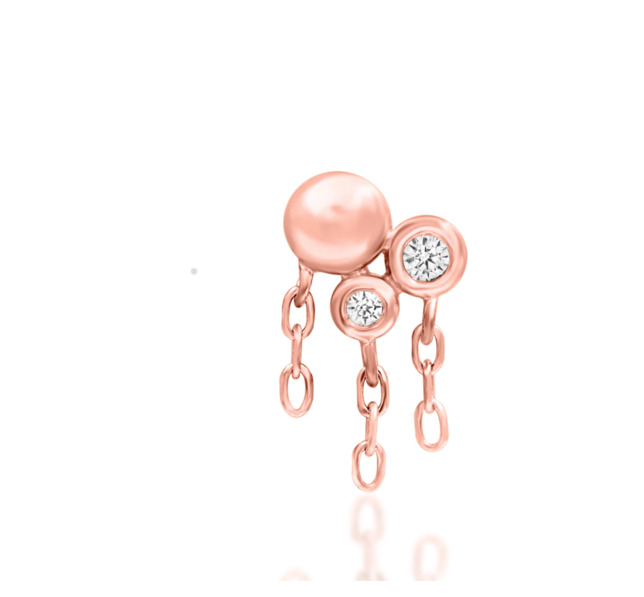 Junipurr Cleo Threadless End – 14k Gold | White CZ | Lobe, Helix & Conch Piercings