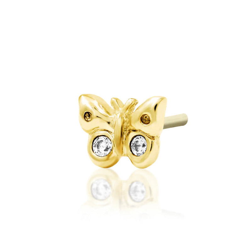 Solid gold butterfly cartilage earring for curated ear styling.