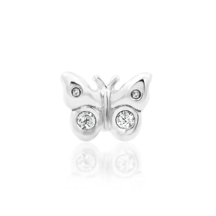 Solid 14k gold butterfly flat back earring for helix, flat and upper lobe piercings.