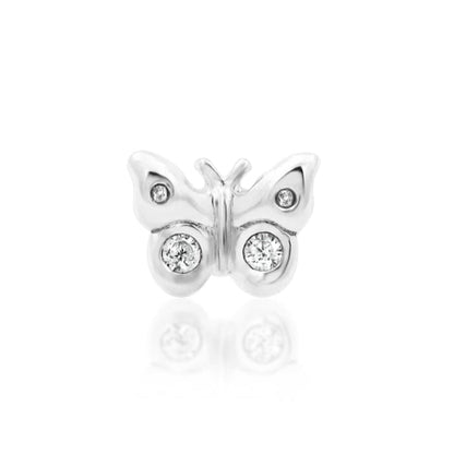 Solid 14k gold butterfly flat back earring for helix, flat and upper lobe piercings.