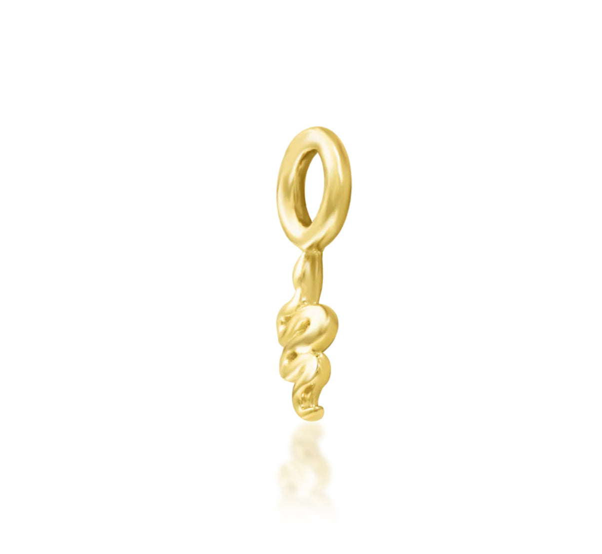 Petite yellow gold snake earring charm designed to add movement to cartilage jewellery.