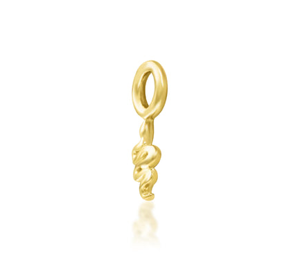 Petite yellow gold snake earring charm designed to add movement to cartilage jewellery.