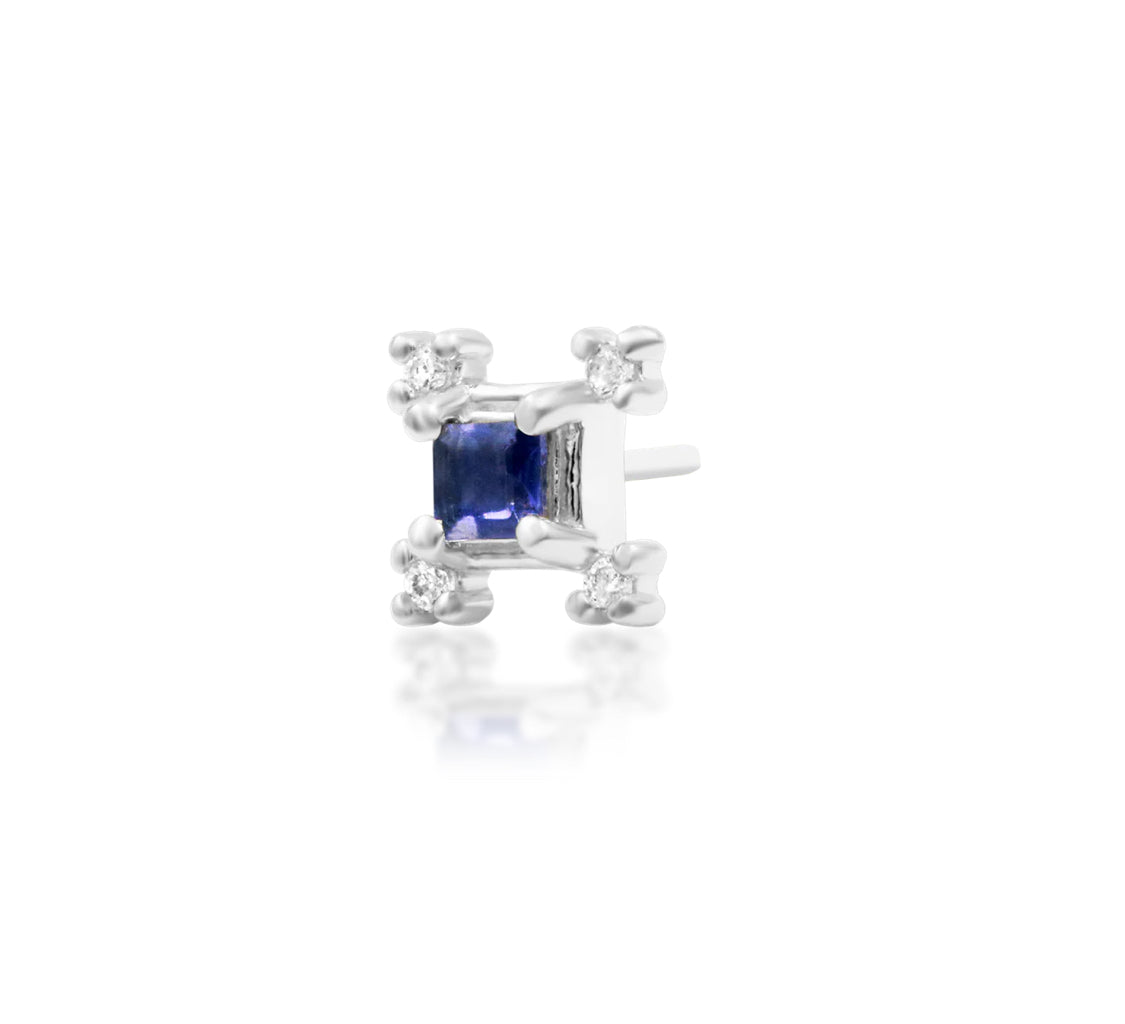 Junipurr Jewellery Adelaide – 14k Gold Square Iolite & CZ Body Jewellery for Curated Piercings