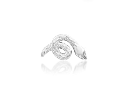 Front view of the Junipurr Jewellery Asmodeus threadless end in 14k white gold featuring four white cubic zirconia stones.