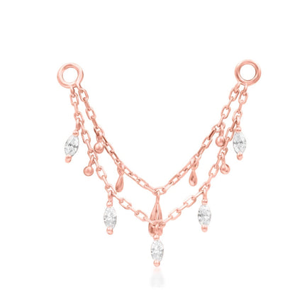 14k Gold Marquise CZ Piercing Chain | Junipurr Marilyn