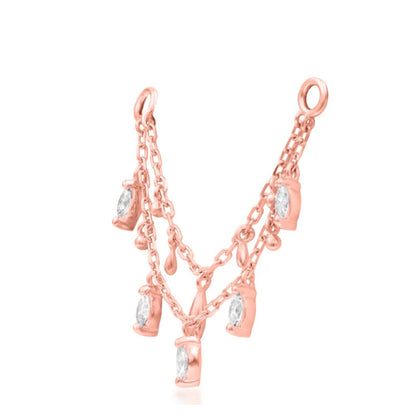 14k Gold Marquise CZ Piercing Chain | Junipurr Marilyn