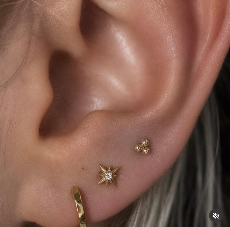 Celestial solid 14k gold piercing jewellery styling
