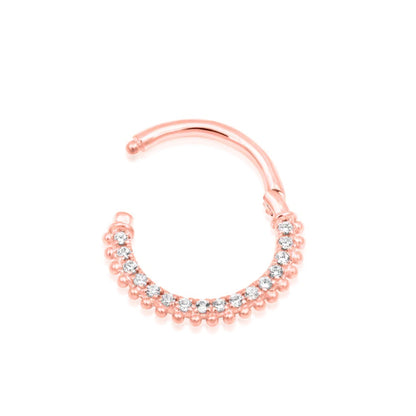 Solid Gold Beaded CZ Septum Ring | Junipurr Mimi