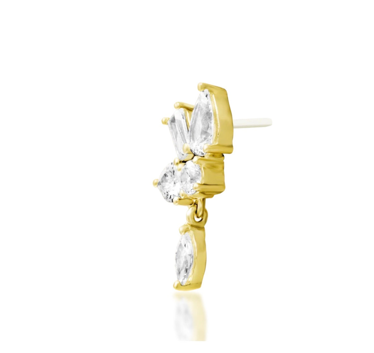 Junipurr Farah elongated White CZ threadless end with cascading gemstone detail.