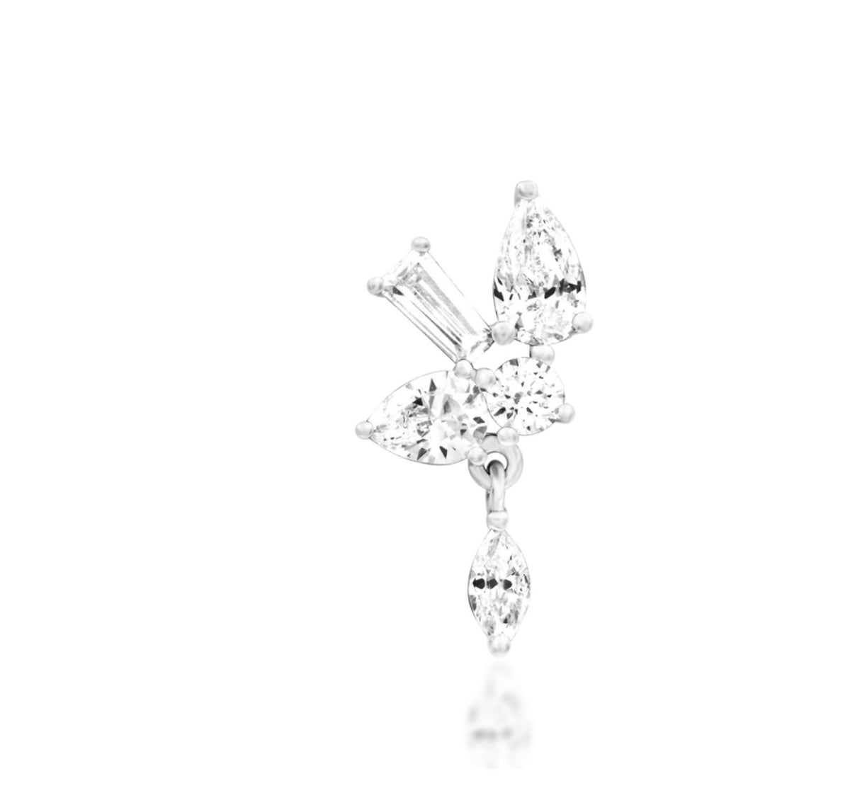Junipurr Farah solid 14k gold statement flat earring with White CZ.
