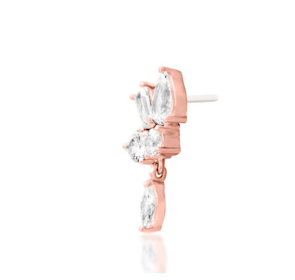Junipurr Farah solid 14k gold White CZ statement threadless end.