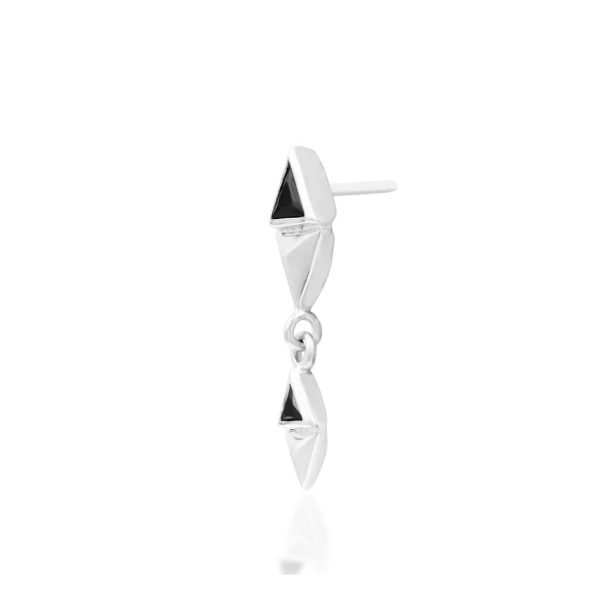 Junipurr Anitha 14k white gold black cubic zirconia threadless end angled view with elongated silhouette