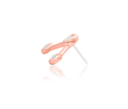 angled jewellery detail of junipurr asteria showing moonstone constellation design in rose gold