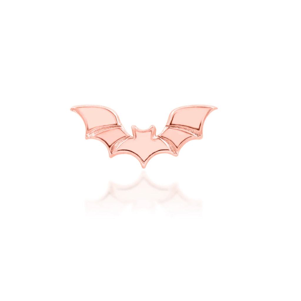 Junipurr Bruce solid 14k rose gold bat threadless decorative end suitable for helix, conch and lobe piercings
