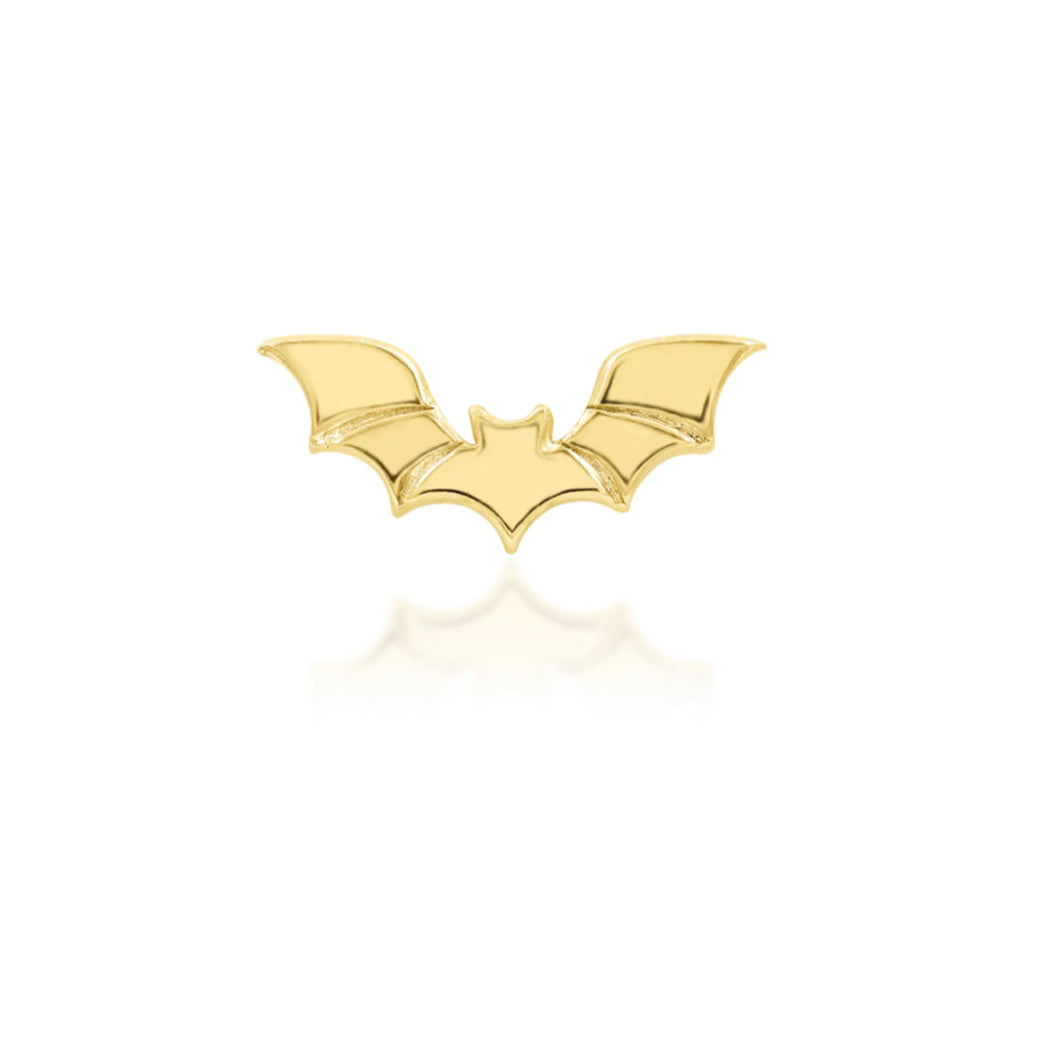 Junipurr Bruce solid 14k white gold bat threadless decorative end suitable for helix, conch and lobe piercings