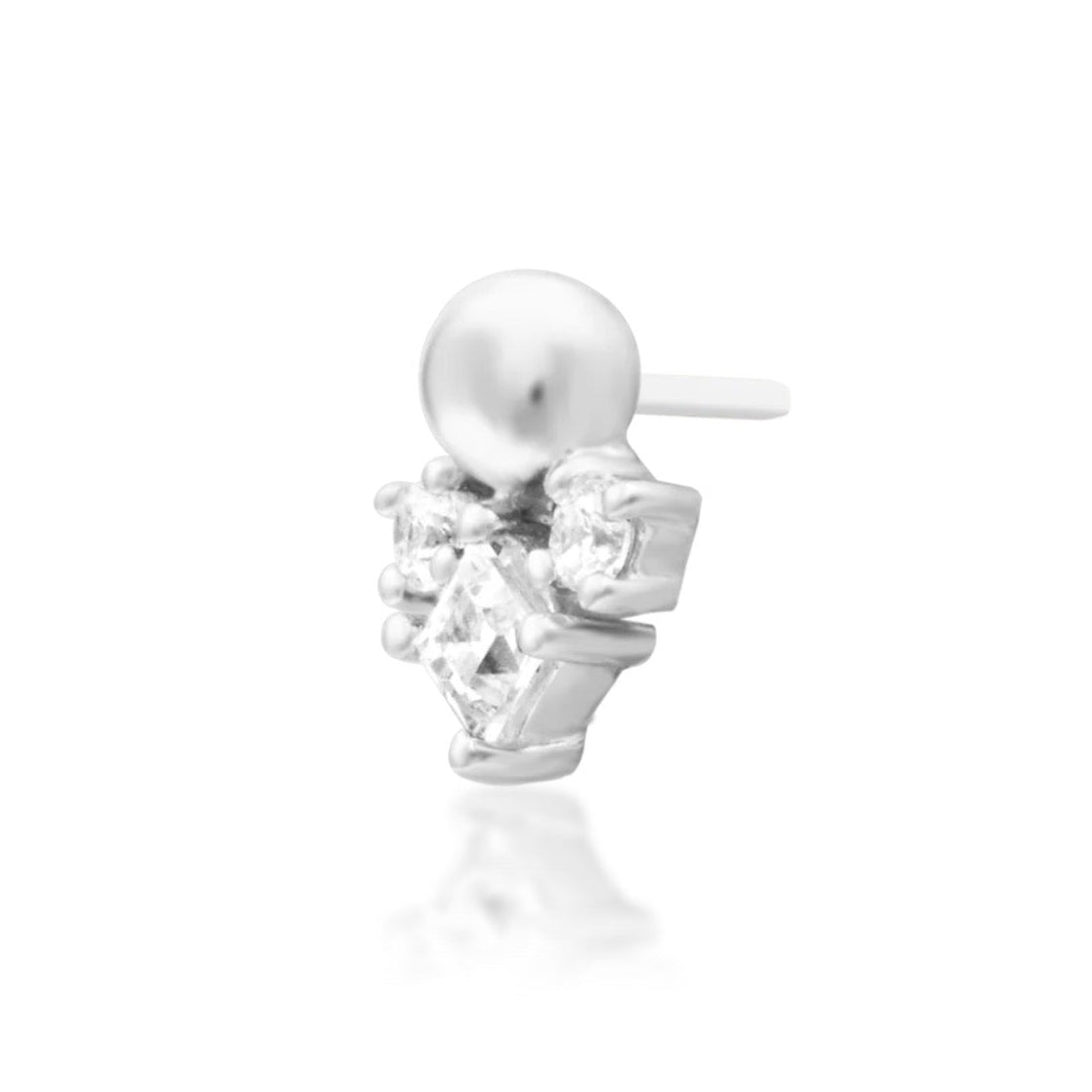 Junipurr Celest 14k white gold decorative end angled view with soft geometric sparkle