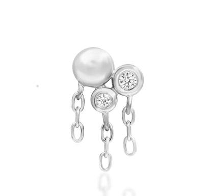 Junipurr Cleo threadless end featuring a white CZ, crafted in solid 14k yellow, white, or rose gold, suitable for lobe, helix, and conch piercings
