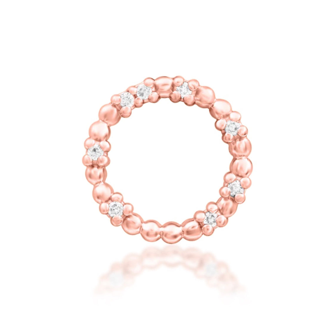 Junipurr Darby 14k rose gold threadless end with sparkling cubic zirconia chain, front view for curated ear jewellery