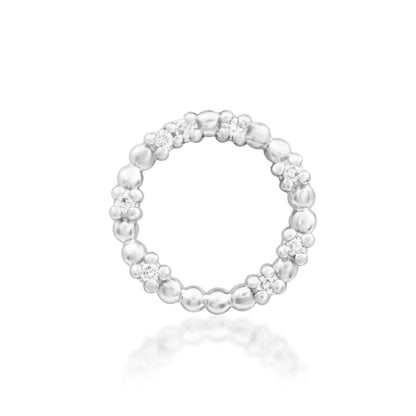 Junipurr Darby 14k white gold threadless end with cubic zirconia chain detailing, front view for luxury piercing styling