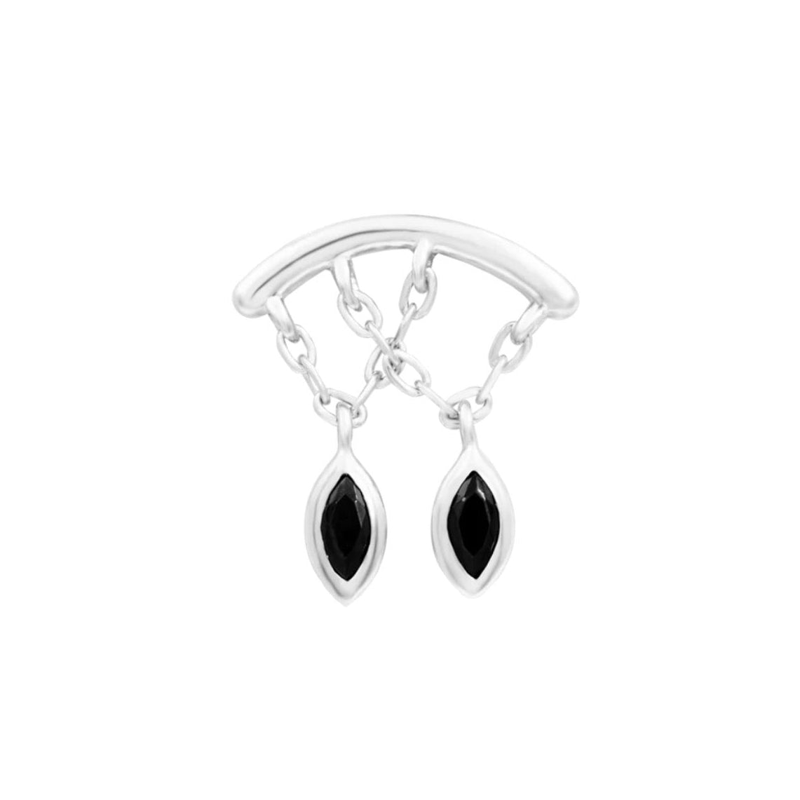 Solid 14k white gold Junipurr Delphine threadless end with black cubic zirconia dangle detail
