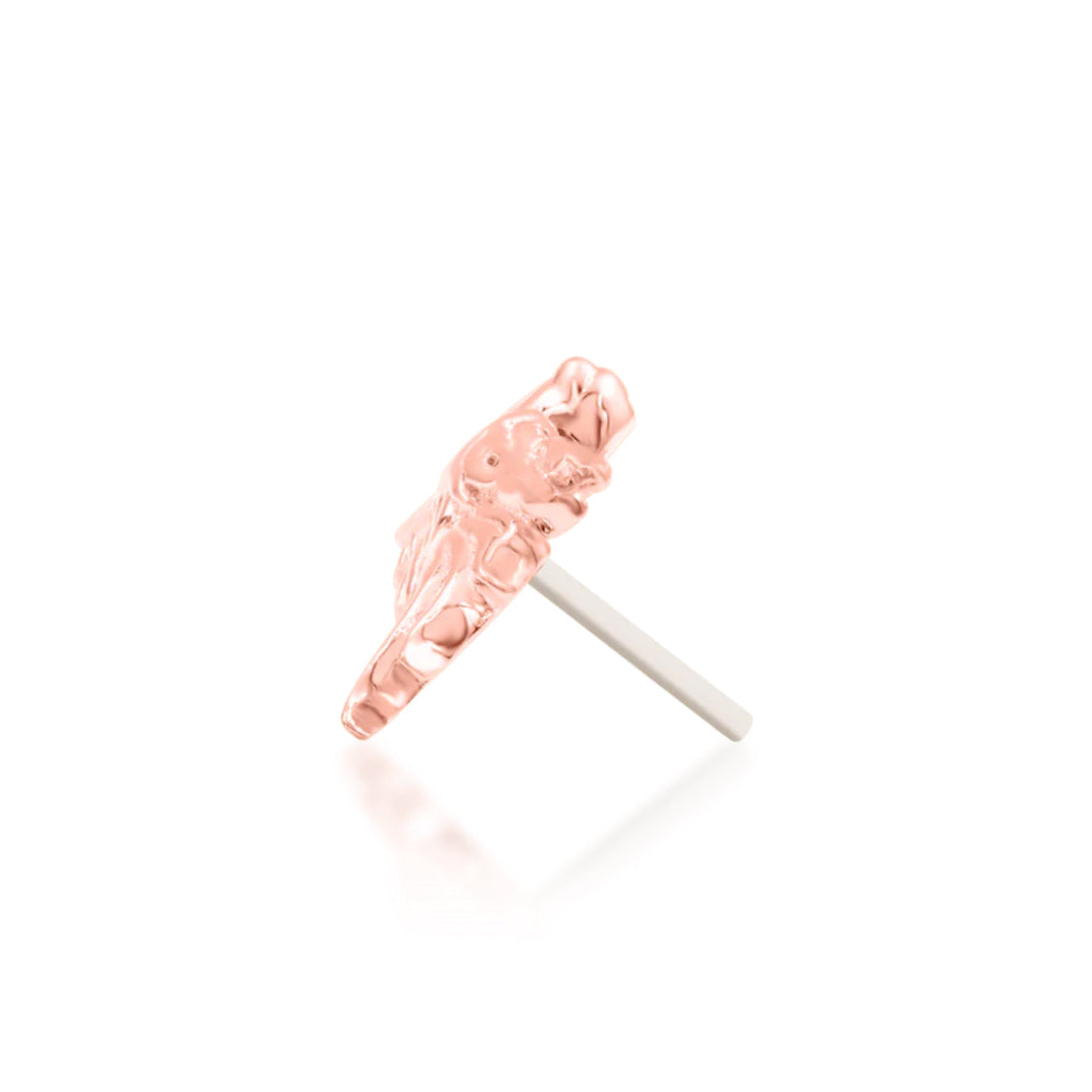 Junipurr Dragon 2024 14k rose gold dragon threadless end with intricate detailing, front view for curated ear styling