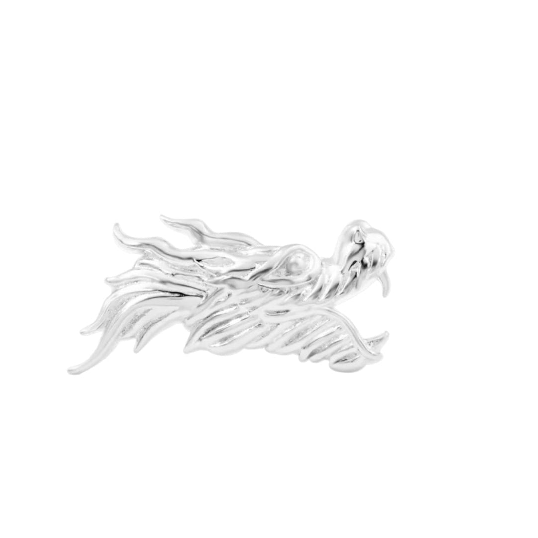 Junipurr Dragon 2024 14k white gold dragon threadless end with intricate detailing, front view for helix piercings