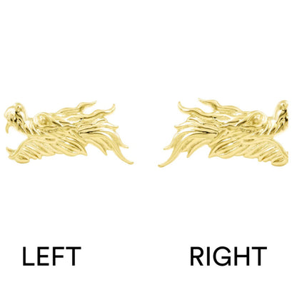 Junipurr Dragon 2024 14k yellow gold dragon threadless end with sculptural detailing, angled view for curated ear styling