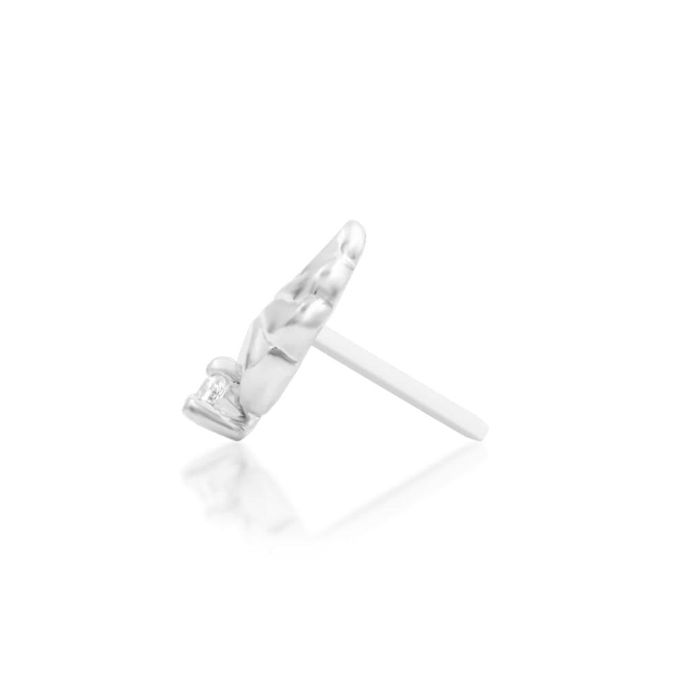 Side profile of Junipurr Elenor 14k white gold threadless decorative end with refined gemstone detailing