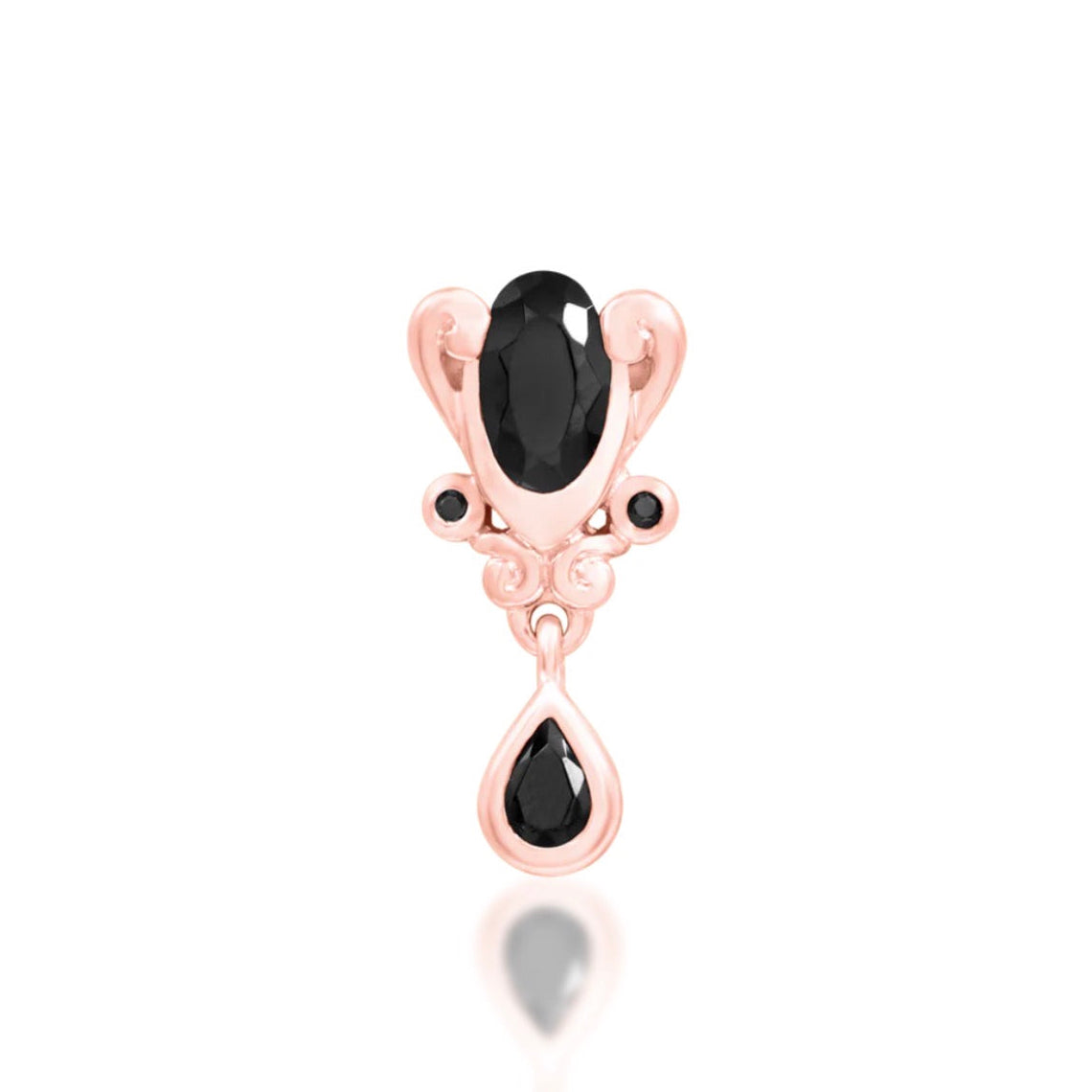 Solid 14k white gold Junipurr Empusa black CZ statement threadless piercing jewellery