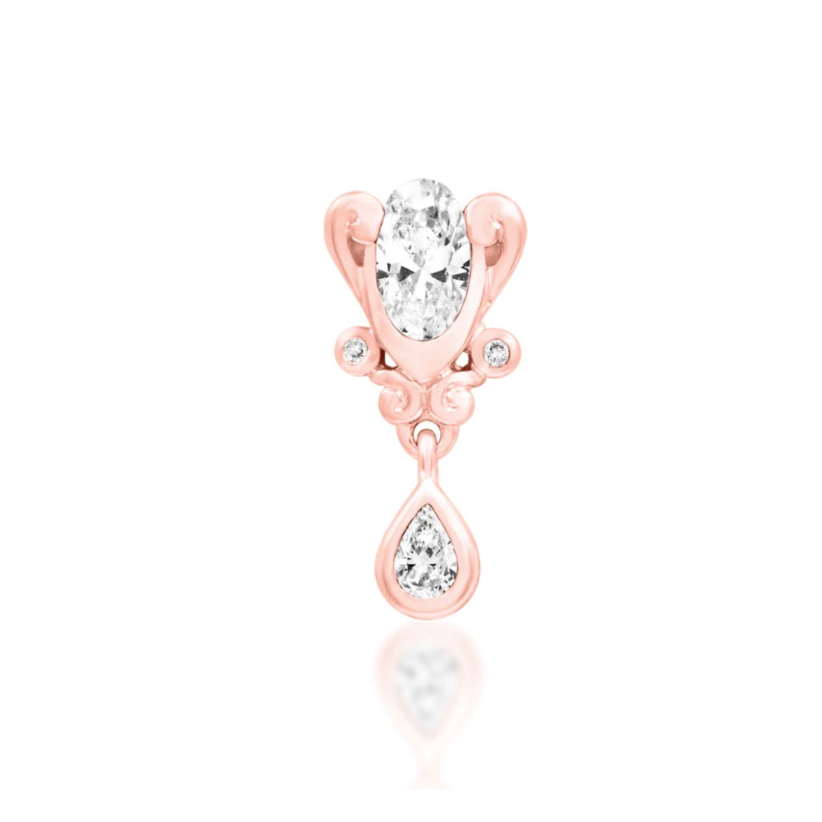 Solid 14k rose gold Junipurr Empusa white cubic zirconia threadless end for curated ear styling