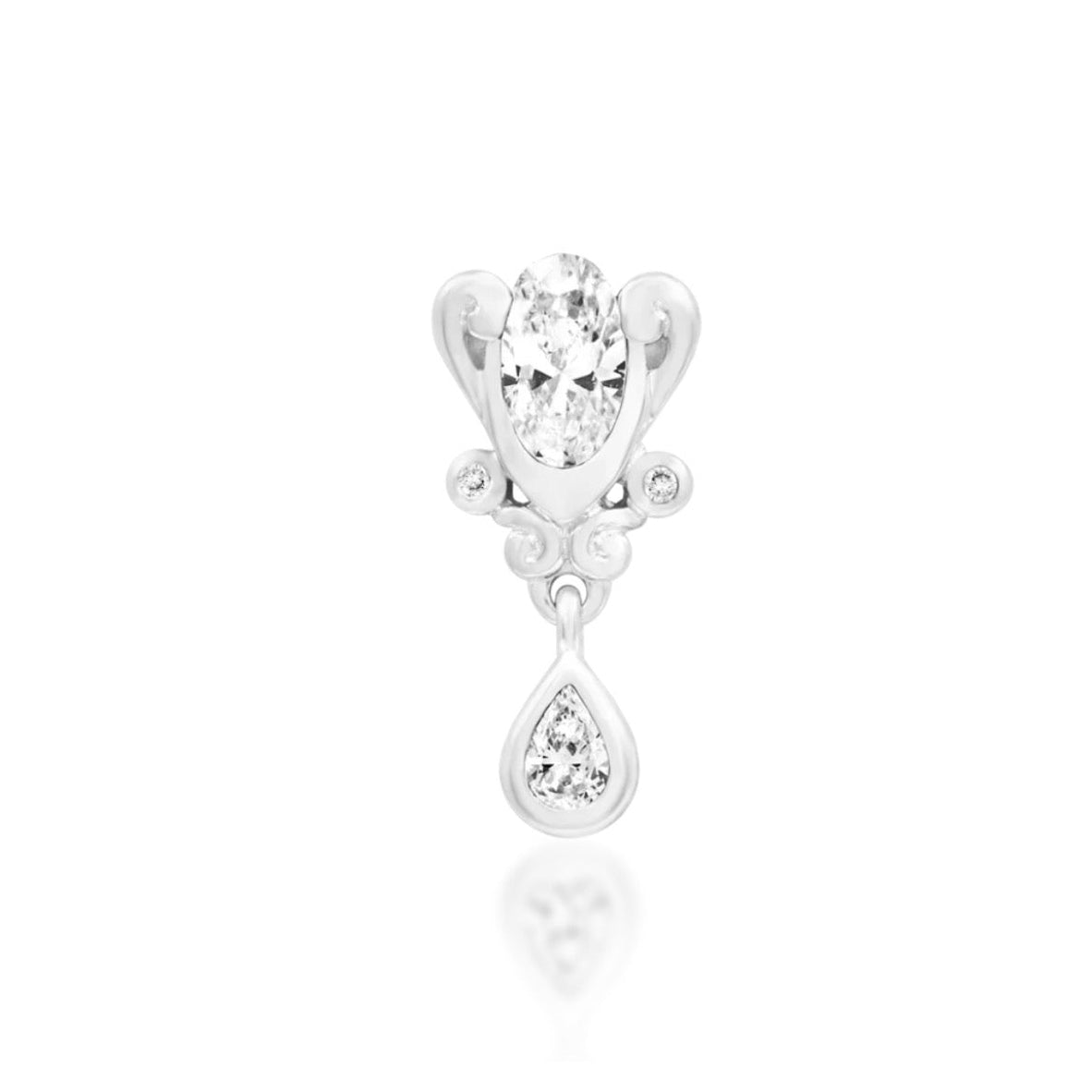 Solid 14k white gold Junipurr Empusa white cubic zirconia statement piercing jewellery