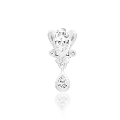 Solid 14k white gold Junipurr Empusa white cubic zirconia statement piercing jewellery