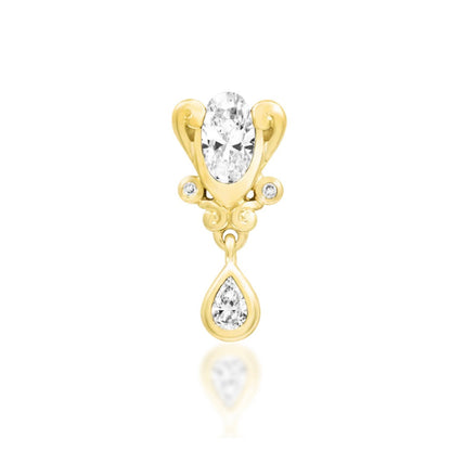Solid 14k yellow gold Junipurr Empusa white cubic zirconia statement threadless end for helix and conch piercings