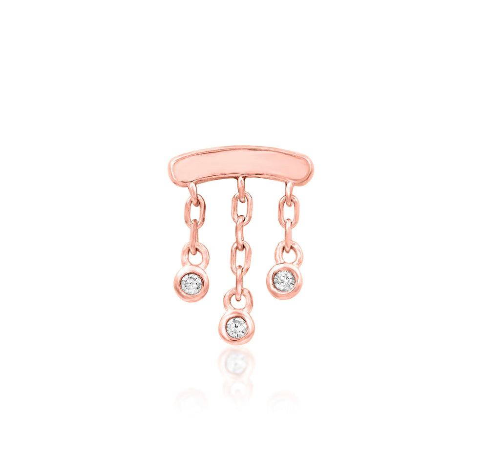 Junipurr Jewellery Gold CZ Chain Dangle 14kt Threadless End | Helix Lobe Conch