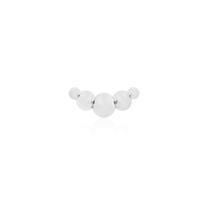 Junipurr Gold Croissant solid 14k white gold threadless decorative end with graduated bead design, front view for luxury piercing jewellery