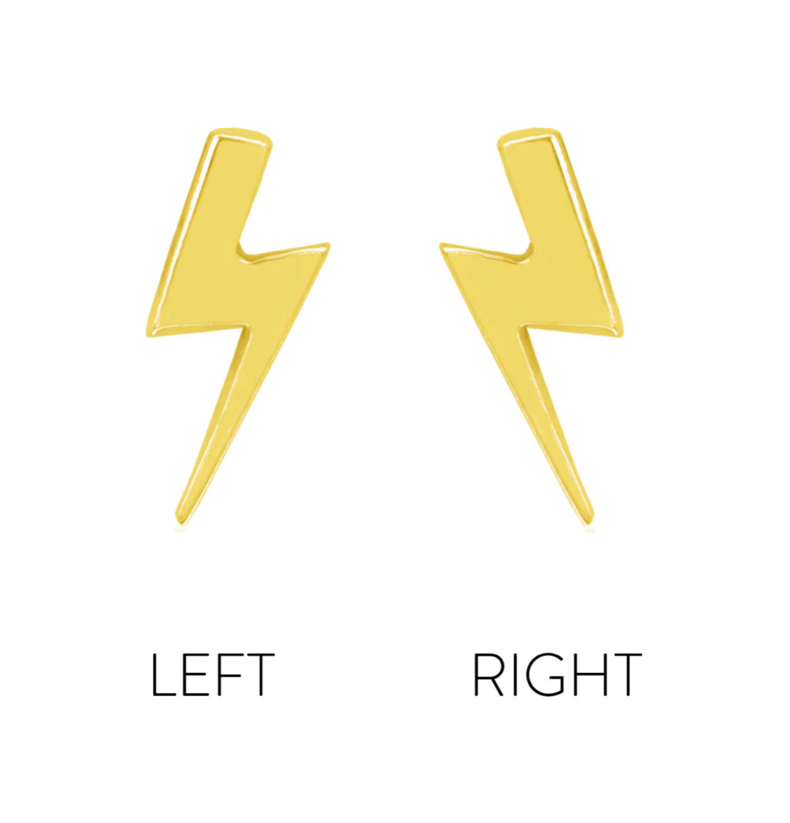 Junipurr Gold Lightning Bolt 14kt gold threadless end, perfect for lobe, helix, and conch piercings in yellow gold