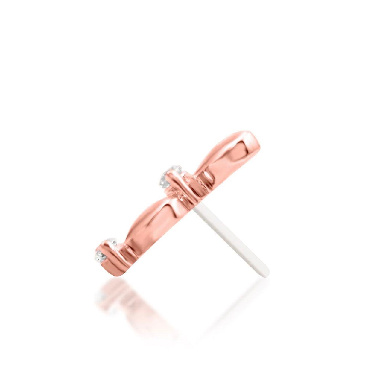 Rose gold angled view.