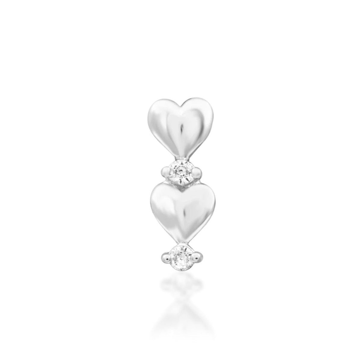 White gold open heart with White CZ.