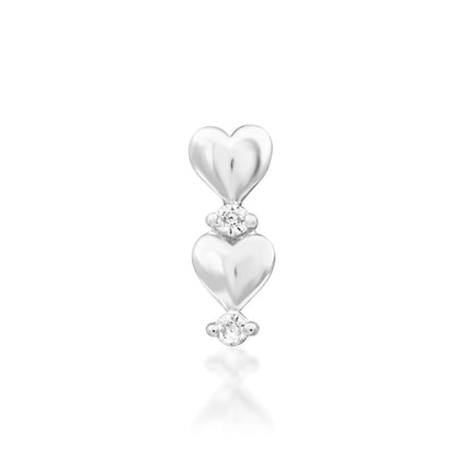 White gold open heart with White CZ.