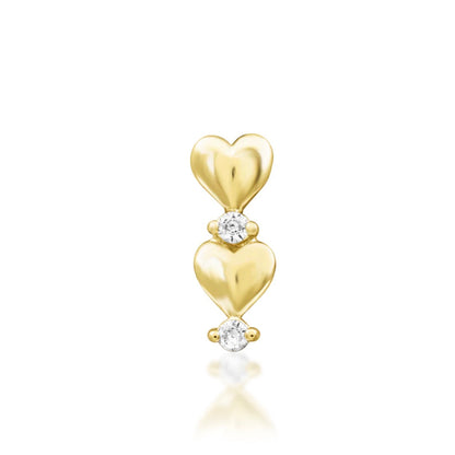 Yellow gold open heart with White CZ.