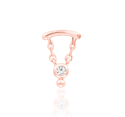 End in 14K rose gold with white CZ gemstone – detail close-up