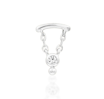 Junipurr Helena Hidden Helix Threadless End in 14K white gold with white CZ gemstone – angled view
