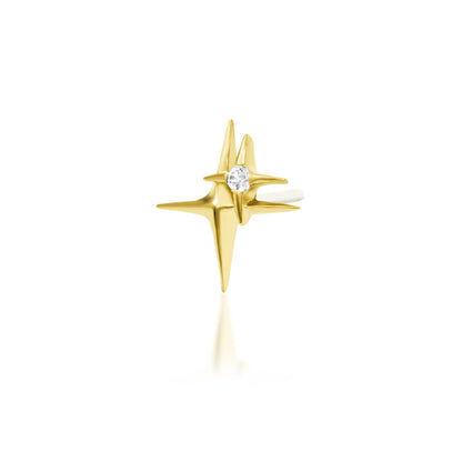 Front view of Junipurr Jewellery 11:11 threadless decorative end in 14k yellow gold with cubic zirconia
