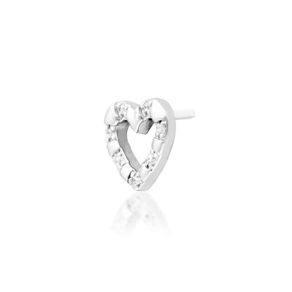 Angled view of Junipurr Jewellery Ahara white gold cubic zirconia cluster threadless decorative end
