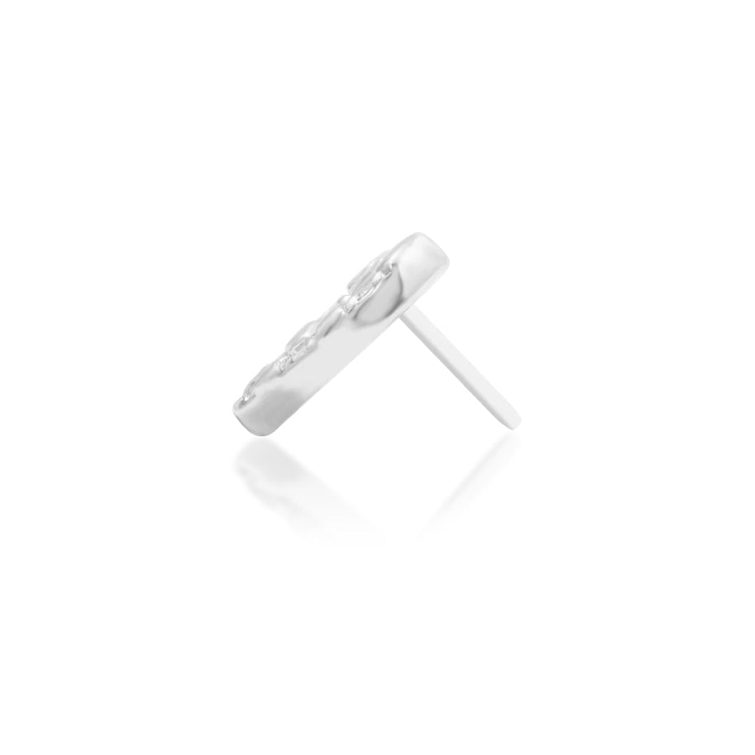 Side profile of Junipurr Jewellery Ahara white gold cubic zirconia threadless decorative end
