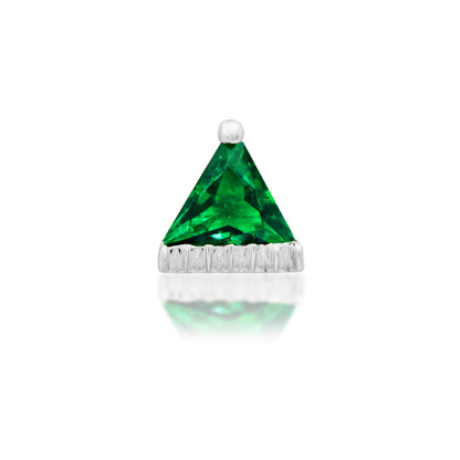 Front view of Junipurr Jewellery Alvern threadless end in white gold with emerald green cubic zirconia gemstone suitable for curated ear styling