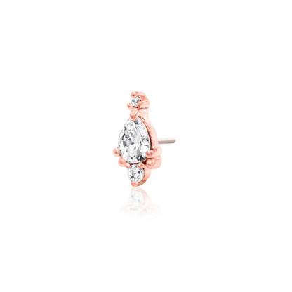 Angled view of Junipurr Jewellery Amelia rose gold threadless decorative end