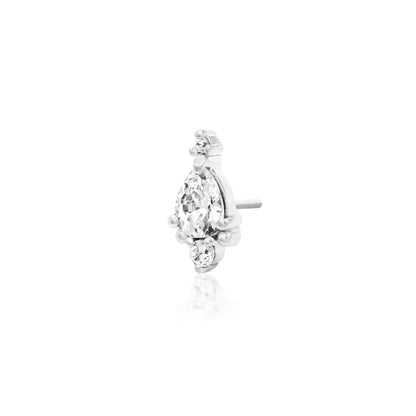 Angled view of Junipurr Jewellery Amelia white gold threadless decorative end
