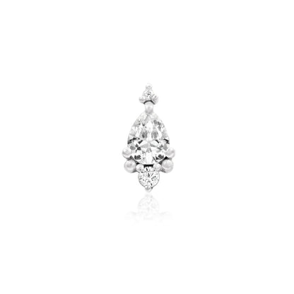 Front view of Junipurr Jewellery Amelia threadless end in 14k white gold with cubic zirconia